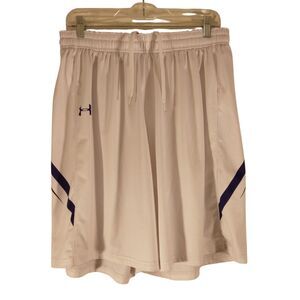 Under Armour shorts mens L Large white purple basketball gym drawstring athletic
